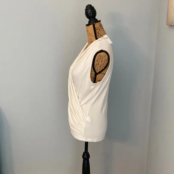 Banana Republic NWT Cream Wrap Effect Blouse Women Size M - Picture 2 of 9